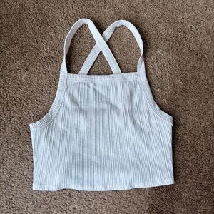 Small American Eagle Women's White Ribbed Crop Top